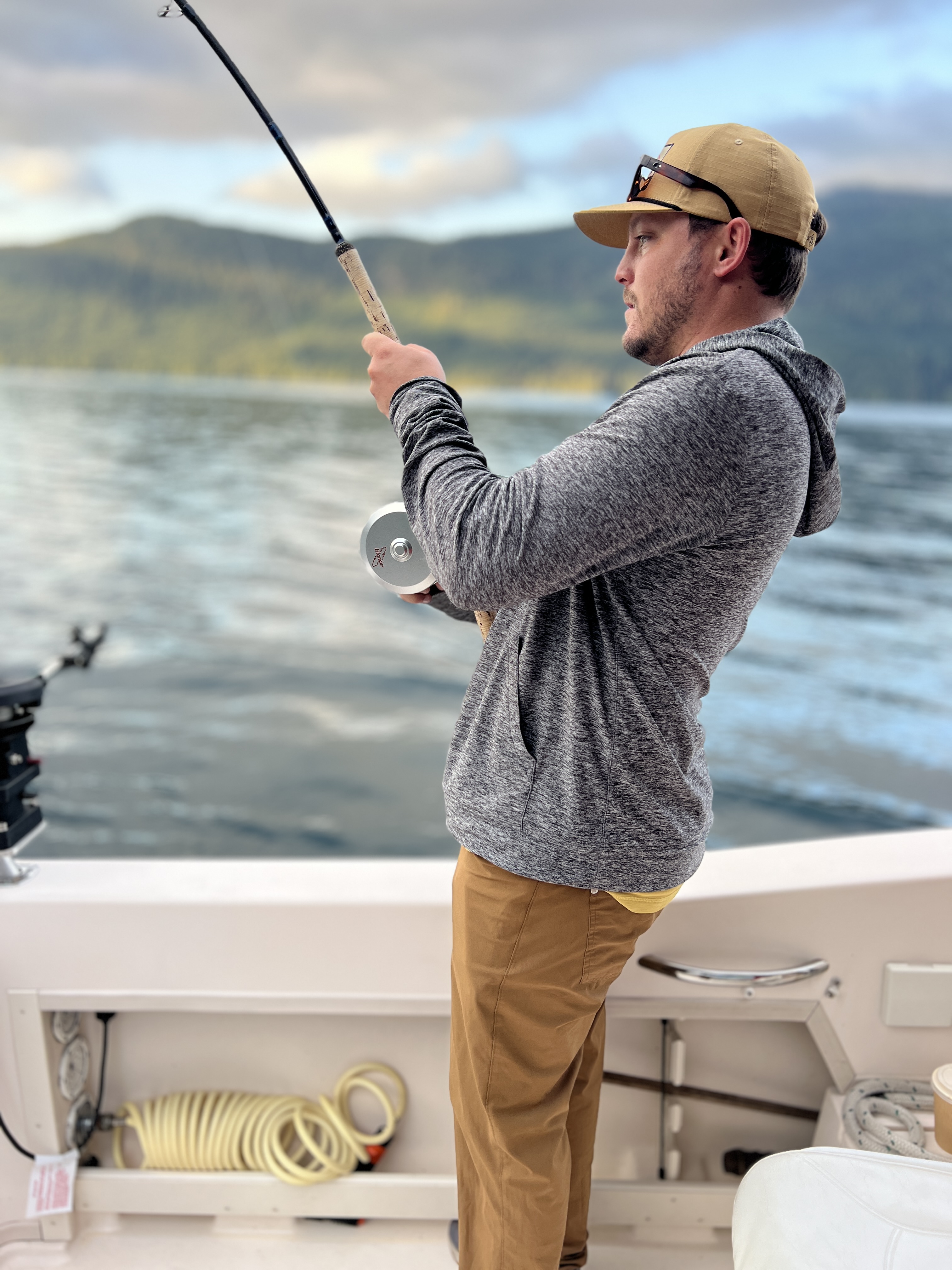Derek Cohen fishing on the ocean